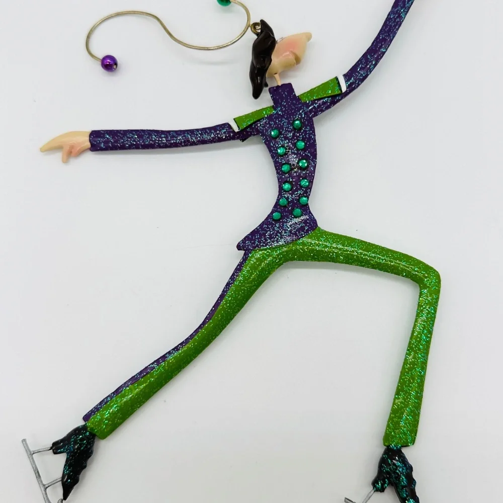Marquis by Waterford Giddie Guy Gliding Ice Skater Metal Christmas Ornament 2004